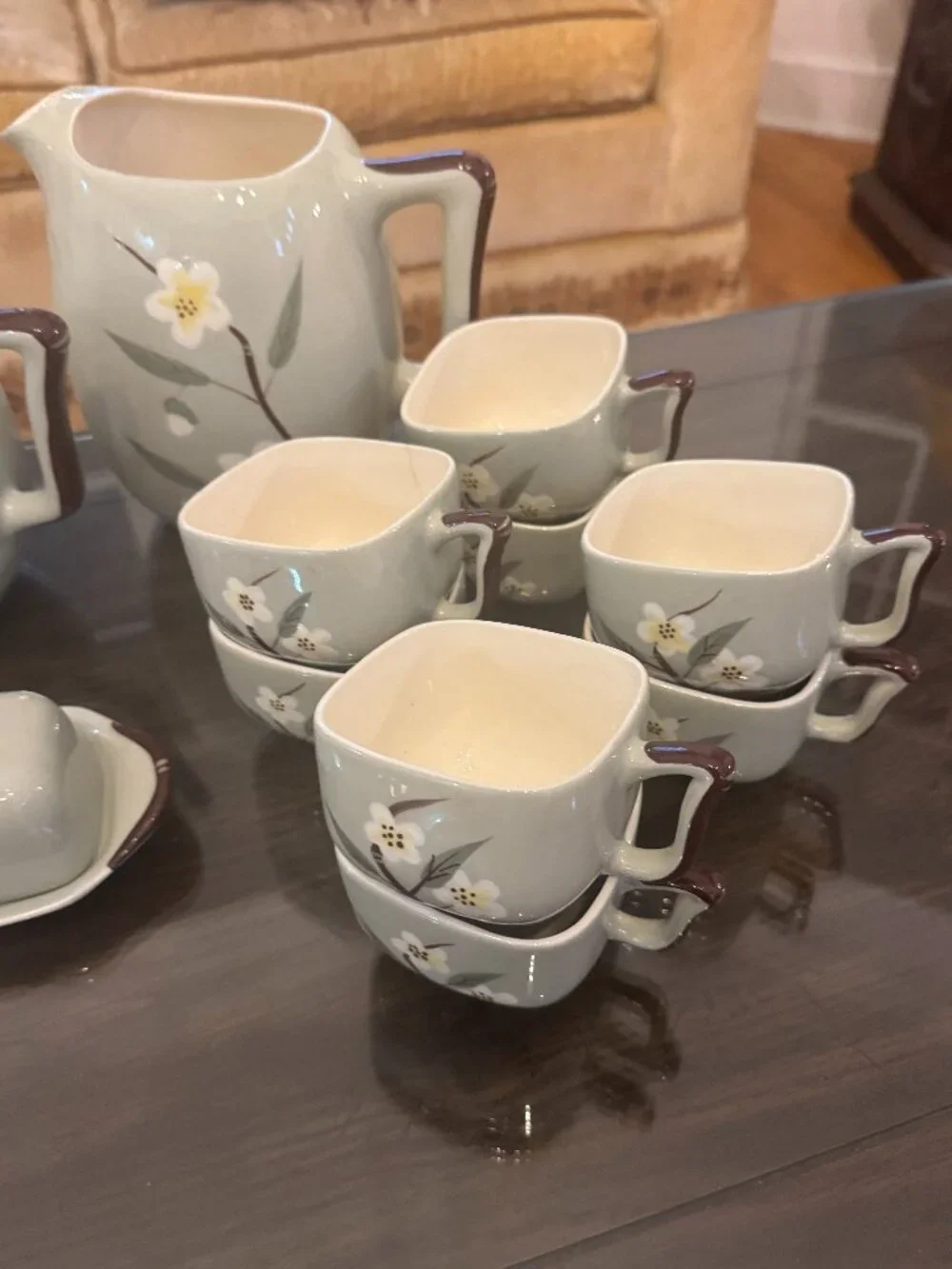 Vintage Weil Ware Blossom Celedon Dinnerware China Set